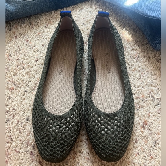 Rothy's Square Flat – Crochet Olive Green Sz 9 - Picture 8 of 8